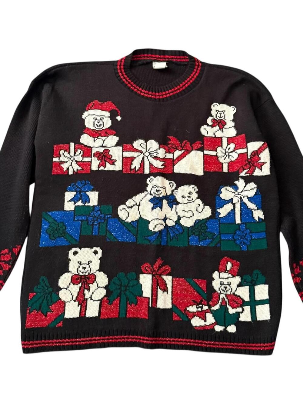 VINTAGE FASHION REVOLUTION TEDDY BEAR HOLIDAY SWEATER – LARGE